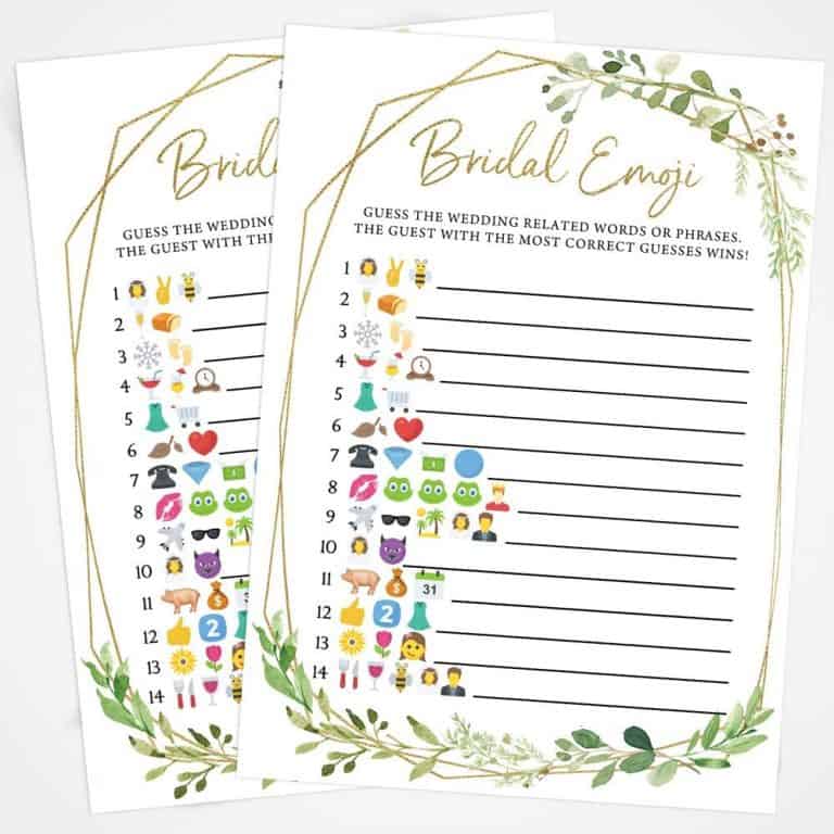 Fun Bridal Shower Emoji Games Free Printables