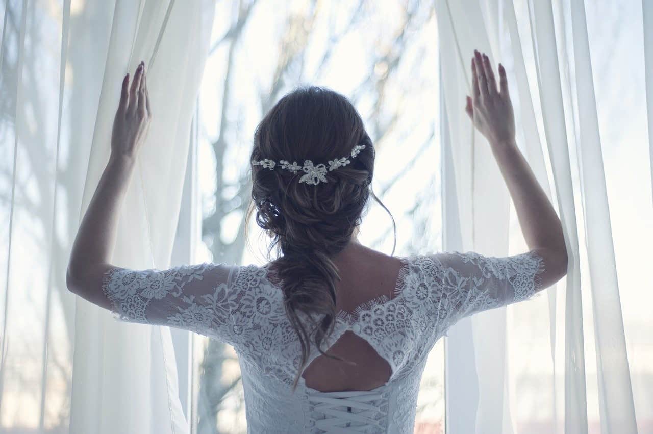 bride by window