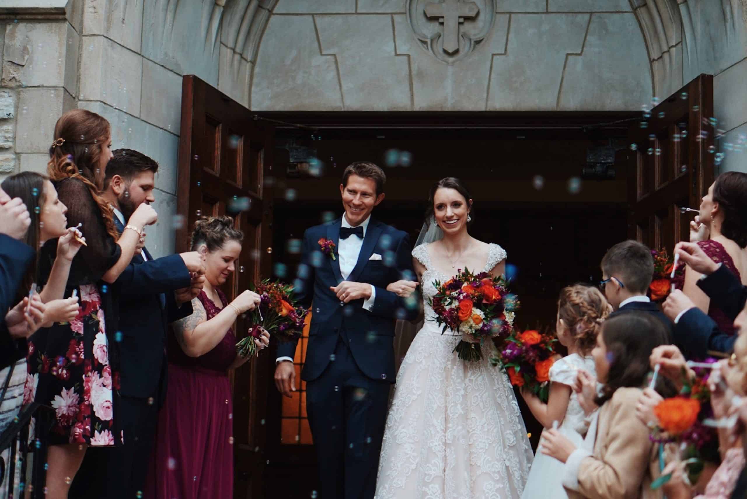  exiting church newlyweds