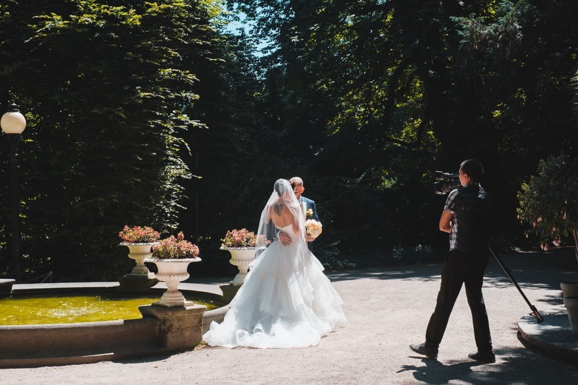 daytime wedding couple