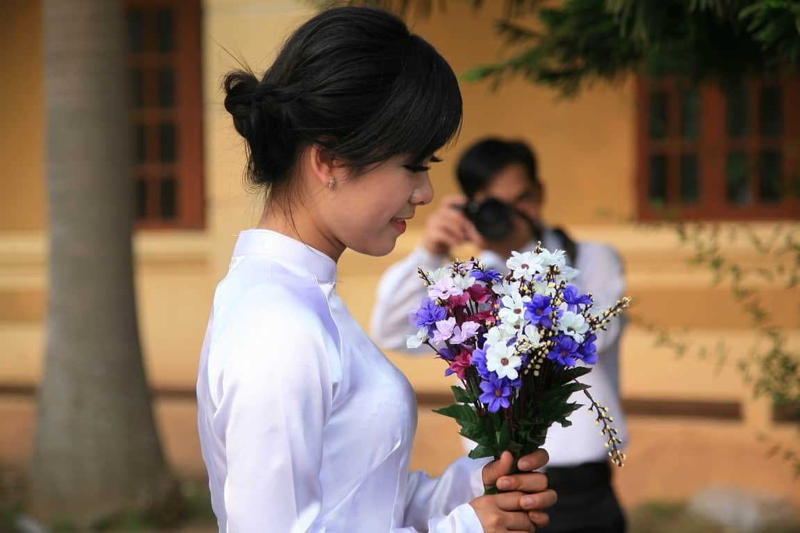 girl with bouquet