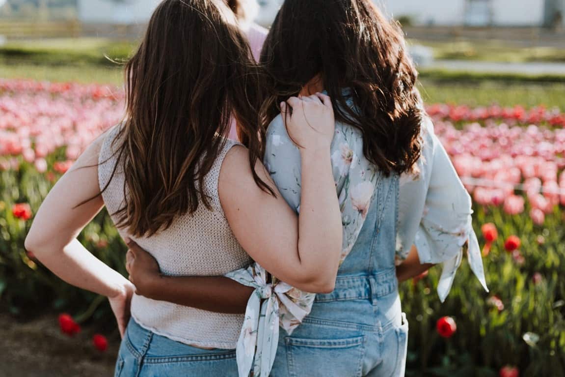 two women flowers