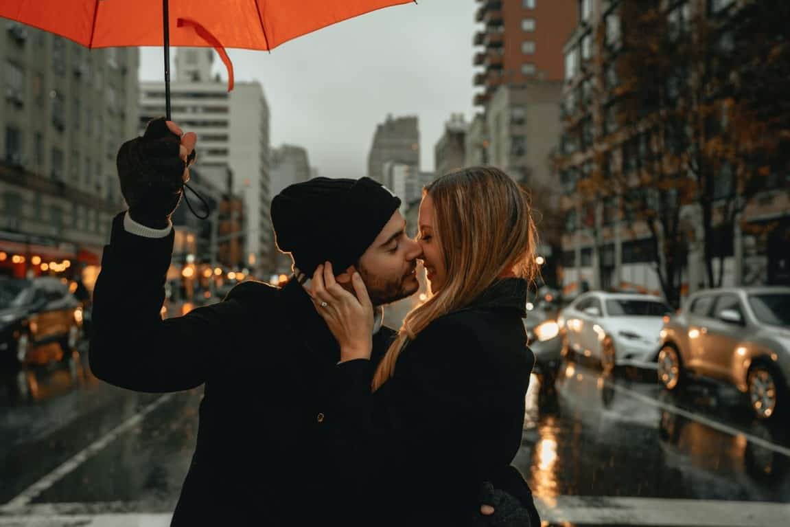 under rain couple