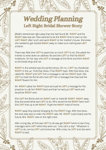 Left Right Bridal Shower Game Rules &amp; 3 Printable Stories
