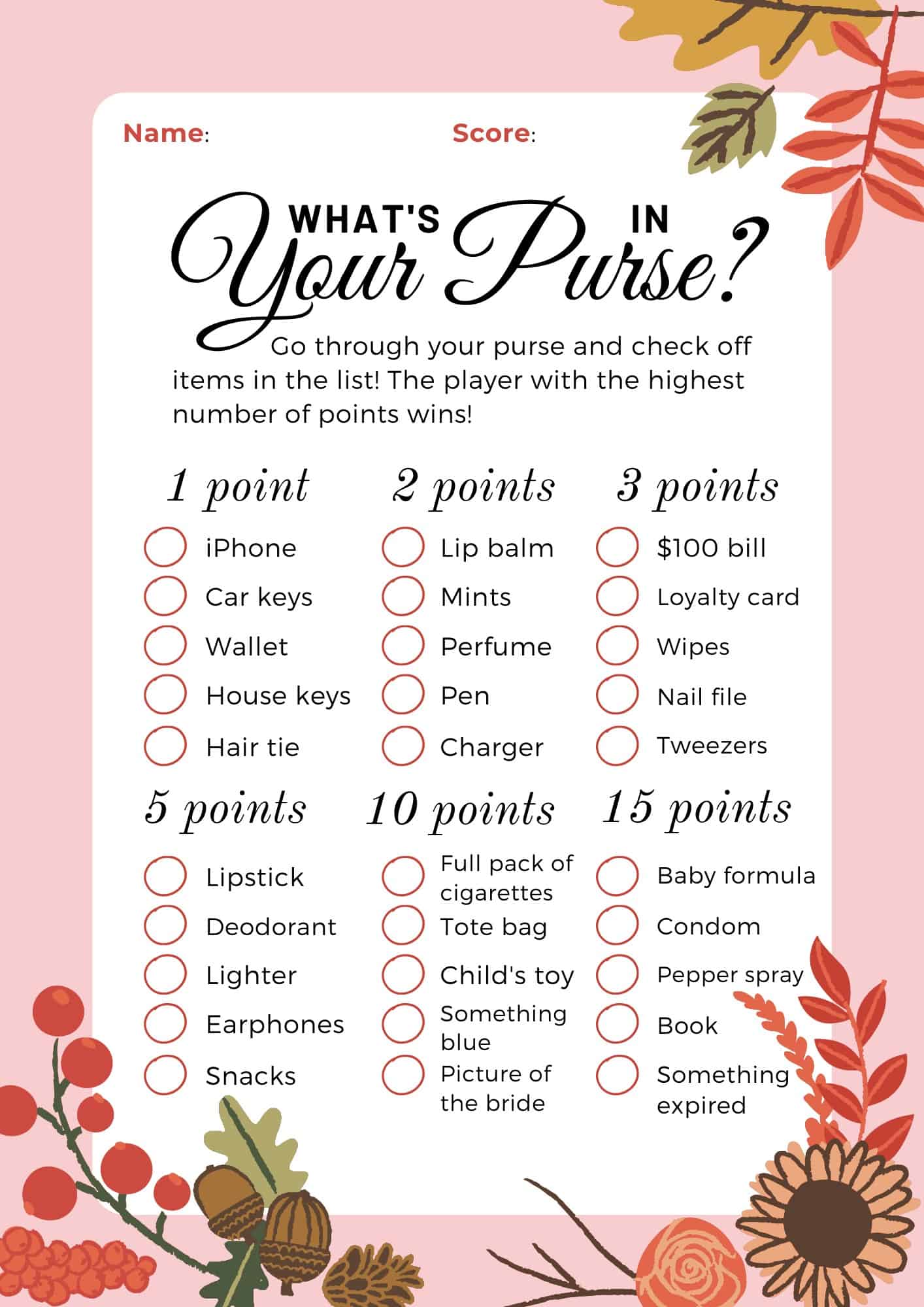 What S In Your Purse Game Pdf BEST GAMES WALKTHROUGH