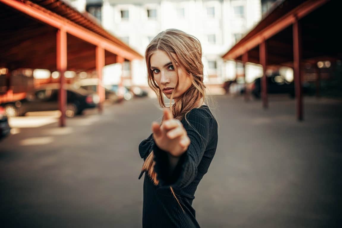 woman black shirt