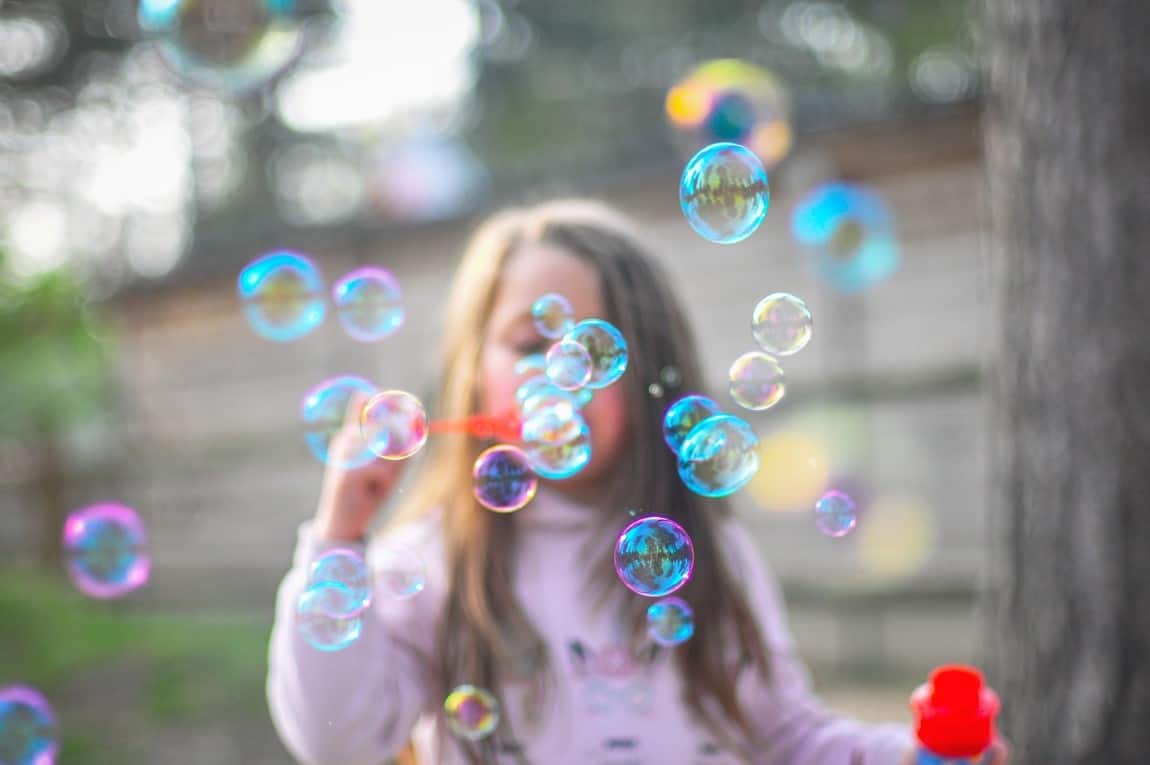 blowing bubbles