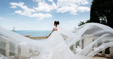 bride in a big white dress