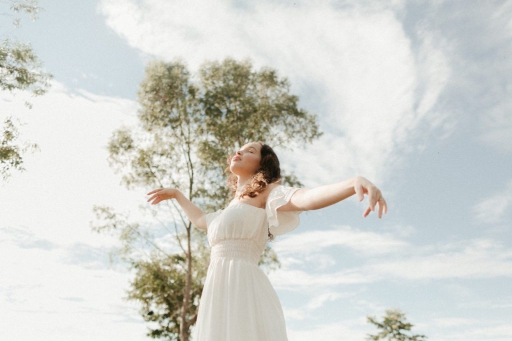 woman enjoying the breeze