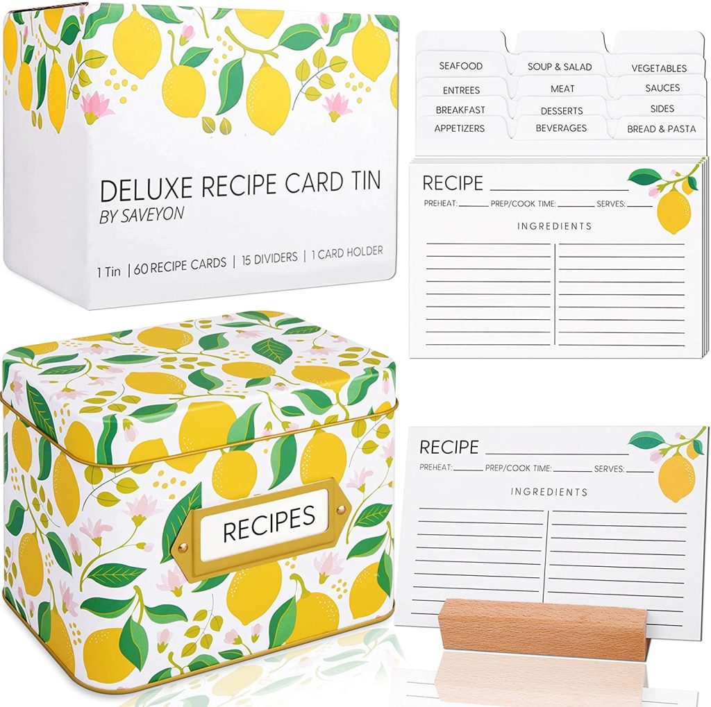 recipe box with lemon motif