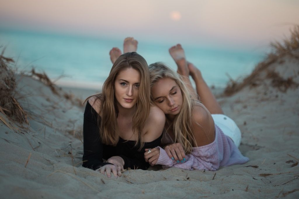 two woman on the beach