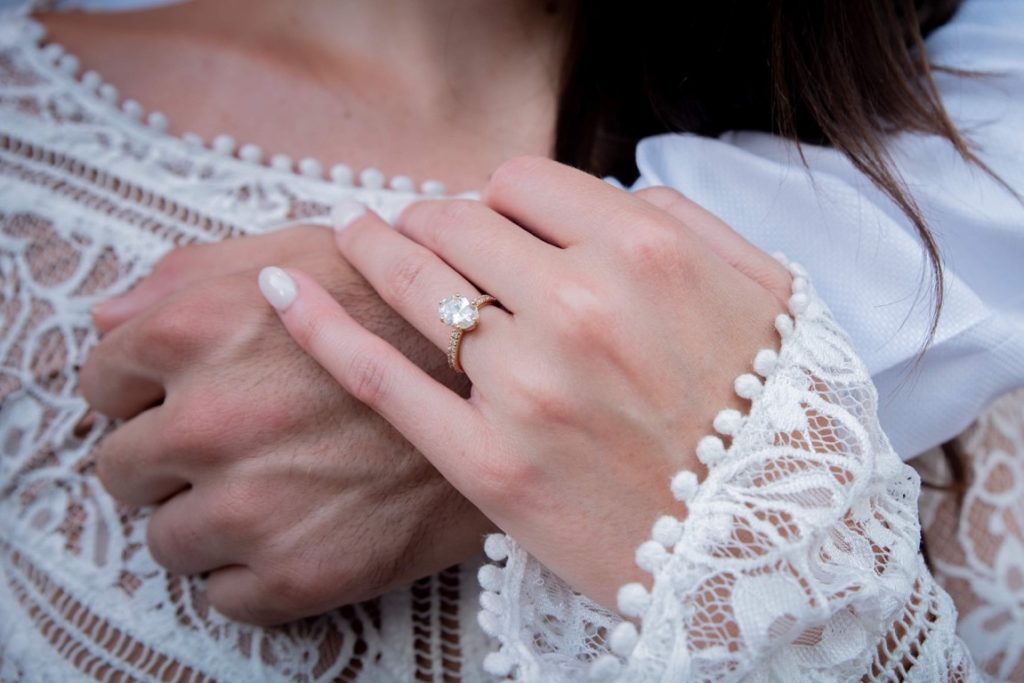 woman wearing her engagement ring