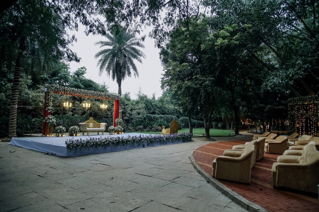 wedding setup in a park