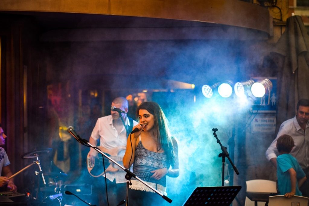 band singing at a wedding