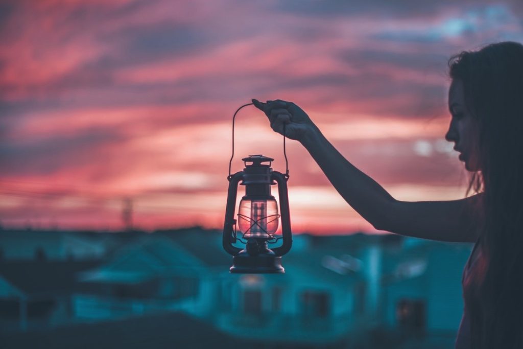 bridesmaid holding a lantern