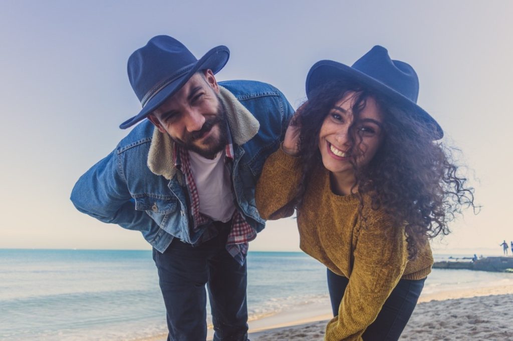 couple wearing homburg hat