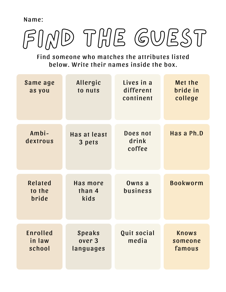 Find The Guest Bridal Shower Game Rules Printable PDF 2023 