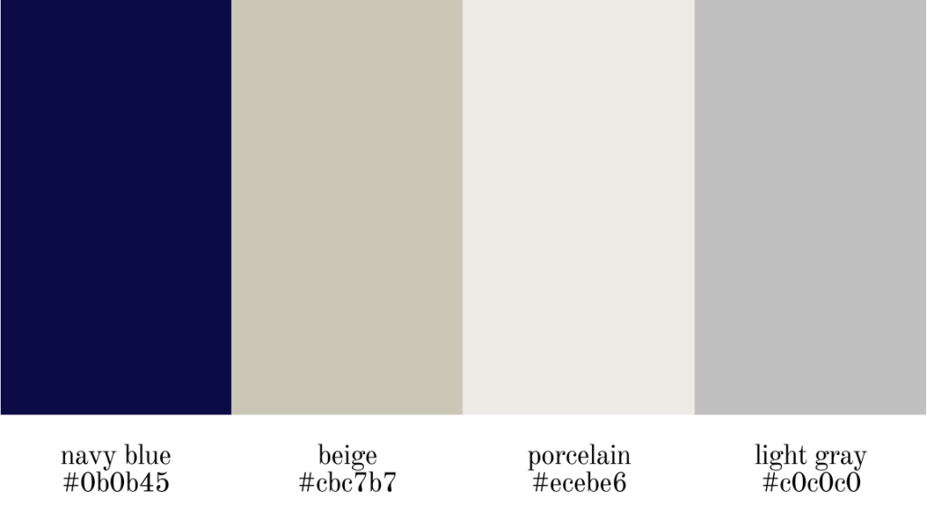 navy blue and beige tones
