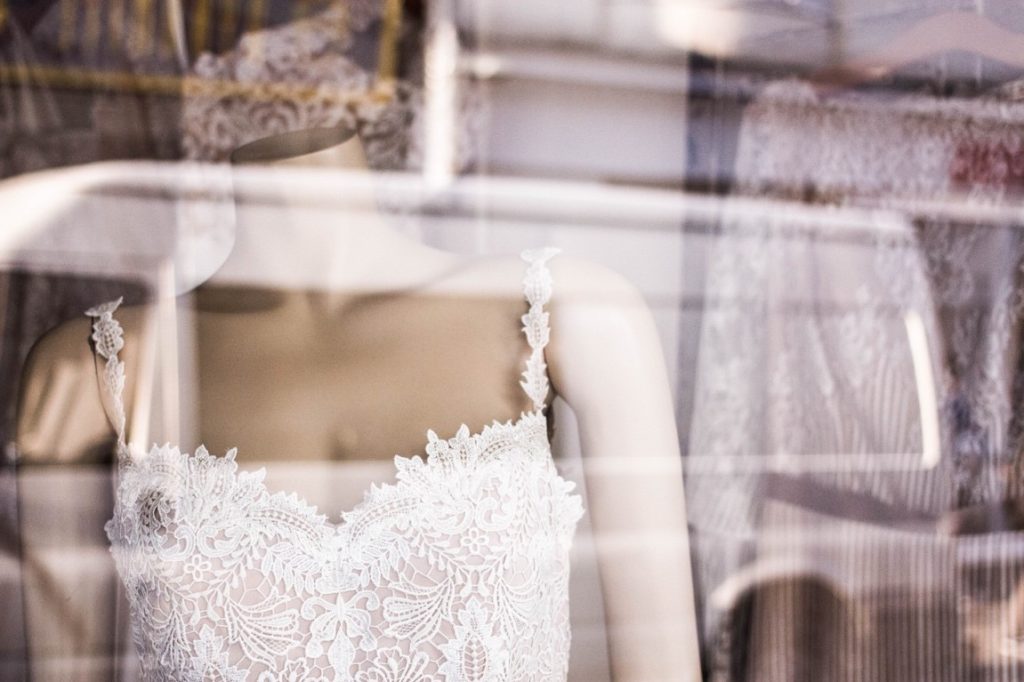 wedding dress on a mannequin