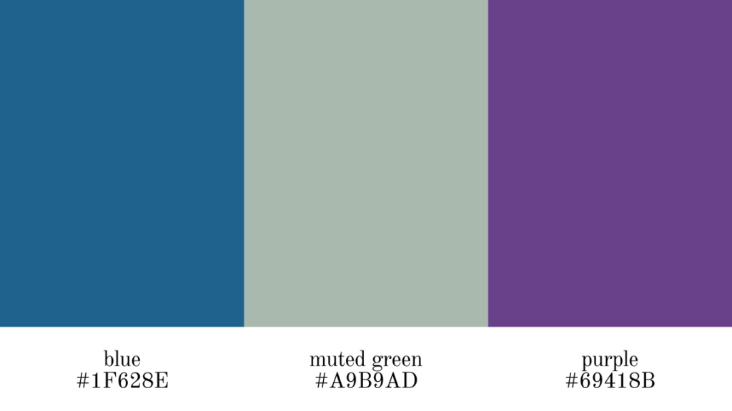 blue, muted green, and purple