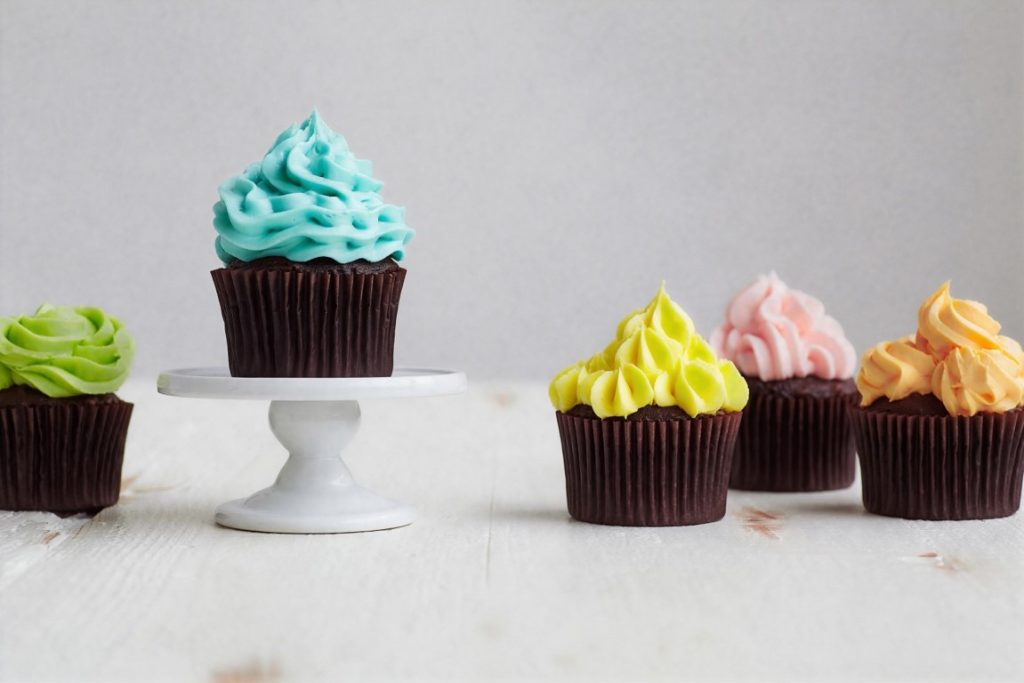 chocolate cupcakes with different frosting