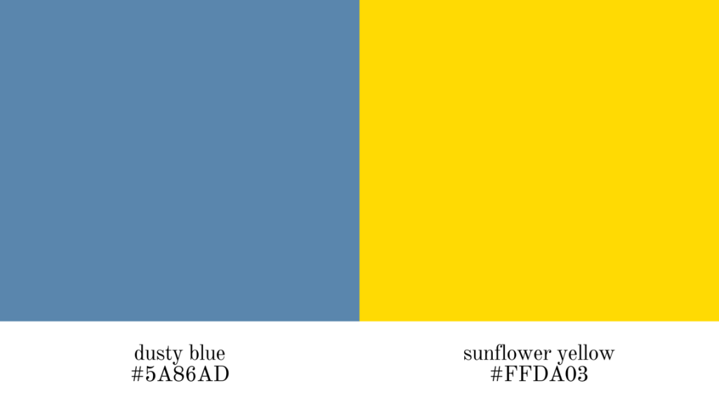 dusty blue and sunflower yellow