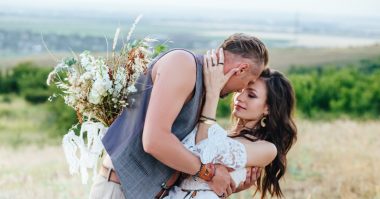 newlyweds bohemian wedding