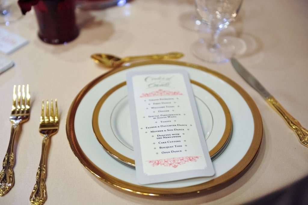 wedding program in a plate
