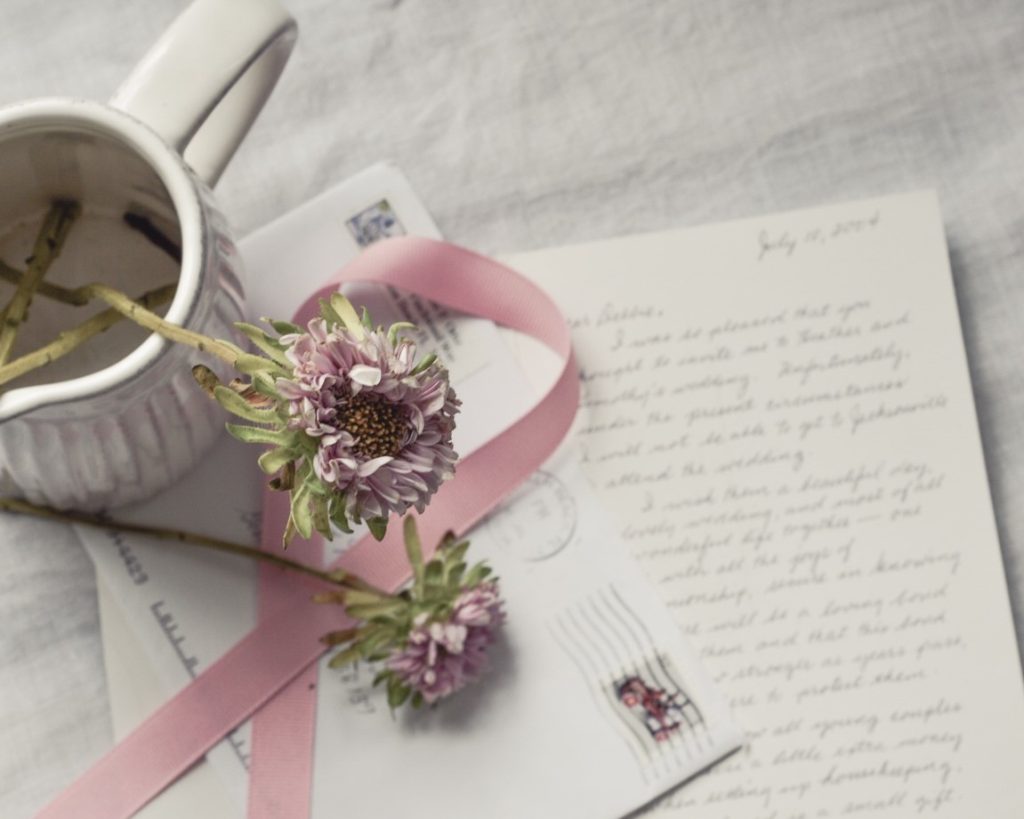 letter and flowers