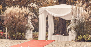 path to wedding ceremony marquee