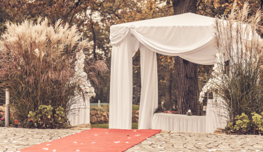 path to wedding ceremony marquee
