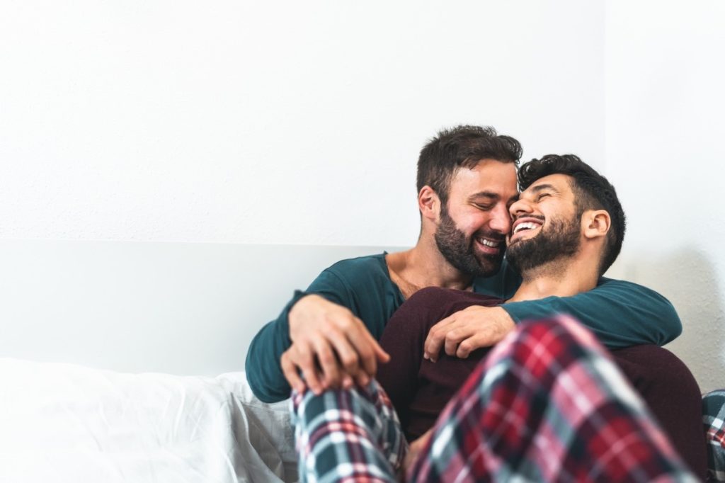 couple laughing together