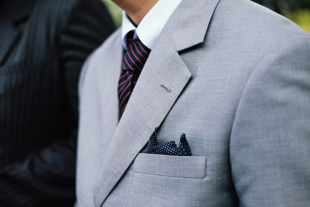 man wearing a gray suit