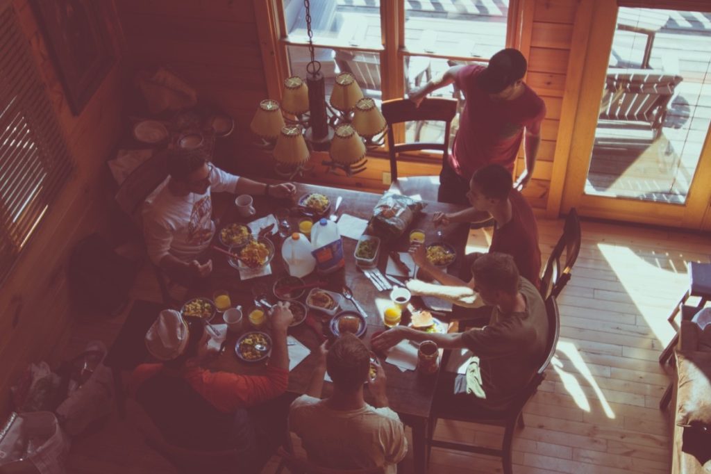 men dining on a table