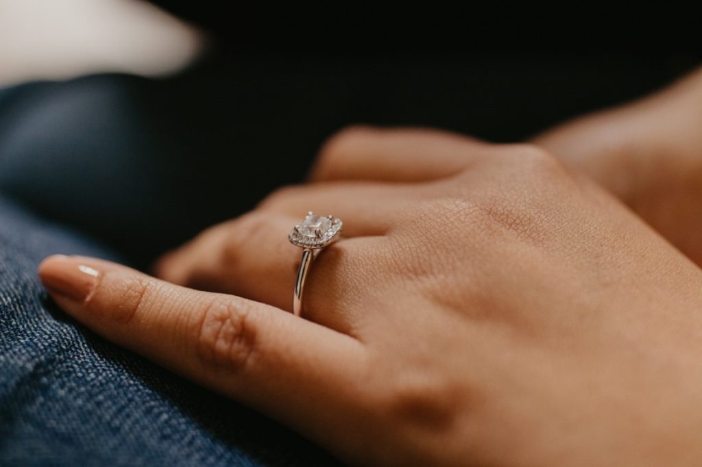 woman wearing engagement ring