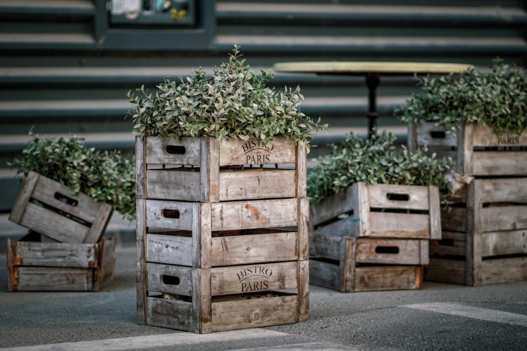 crates and planters