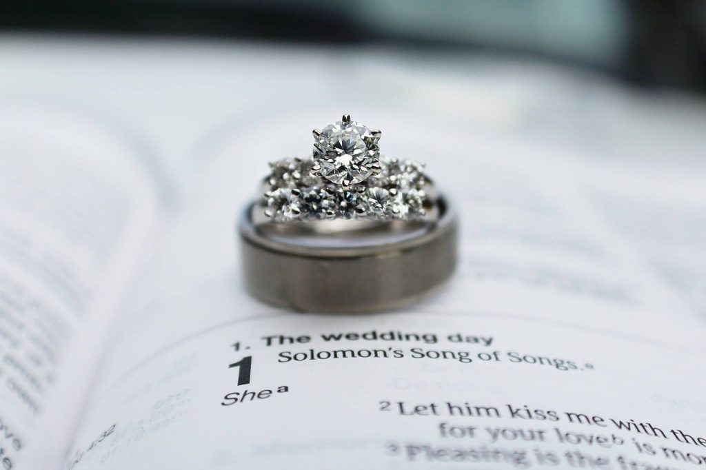 engagement ring on a bible