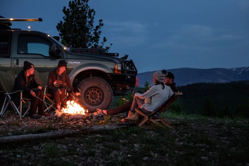 friends having a campfire