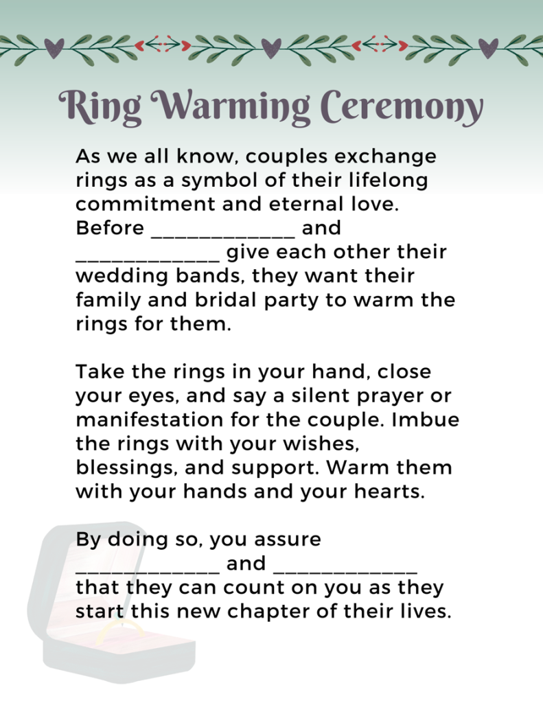 Ring Warming Ceremony Scripts Samples Free Pdfs