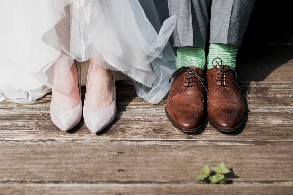 shoes of bride and groom