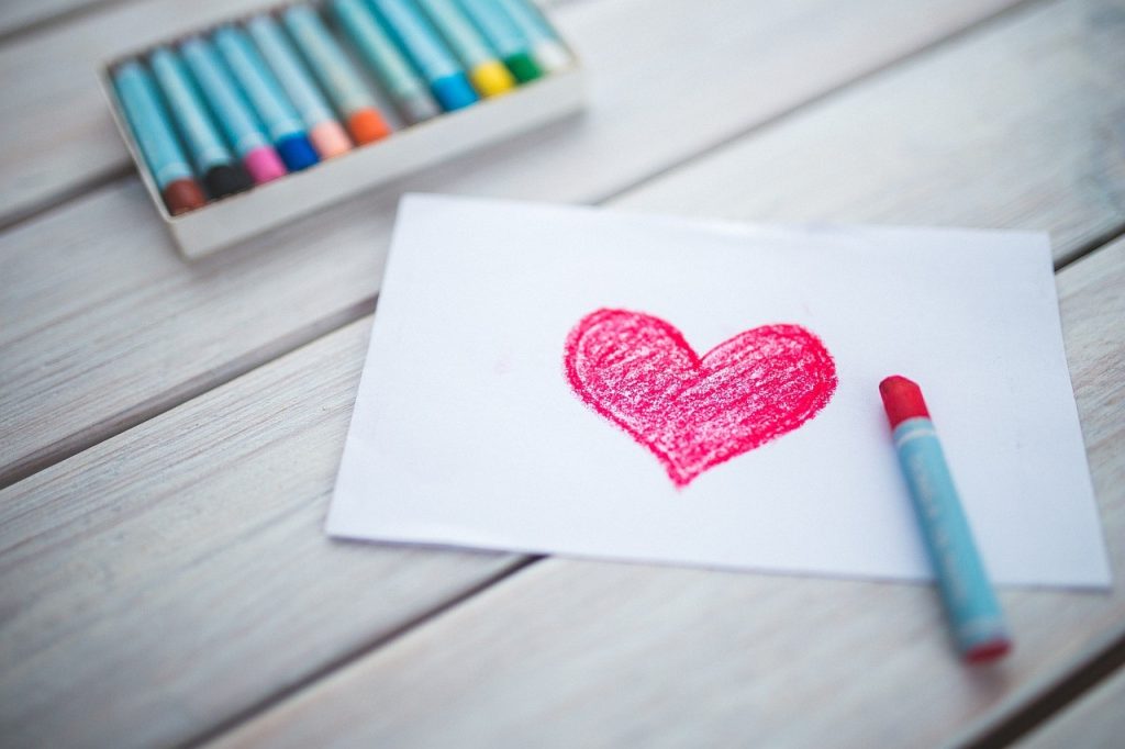 heart drawing with crayon