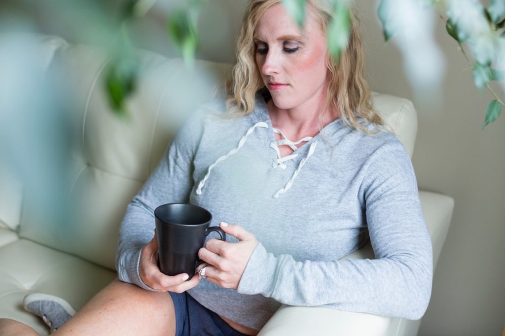 woman sitting on a sofa