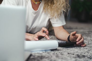 woman using a calculator