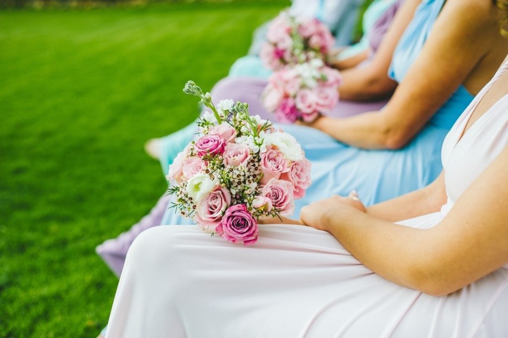 bridesmaid holding bouquet