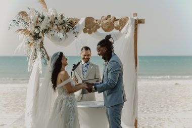 couple getting married at the beach