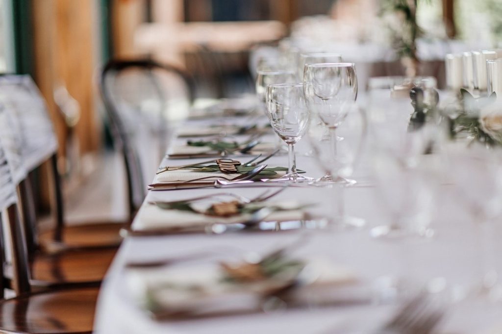 utensils and wine glass