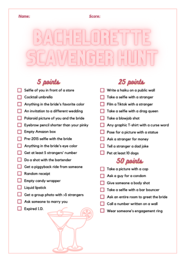 3 Free Bachelorette Scavenger Hunt PDFs