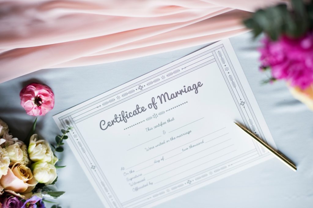 certificate of marriage