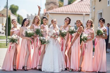 portrait of bride and bridesmaids