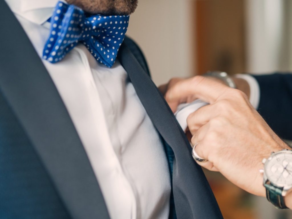 man with blue bowtie